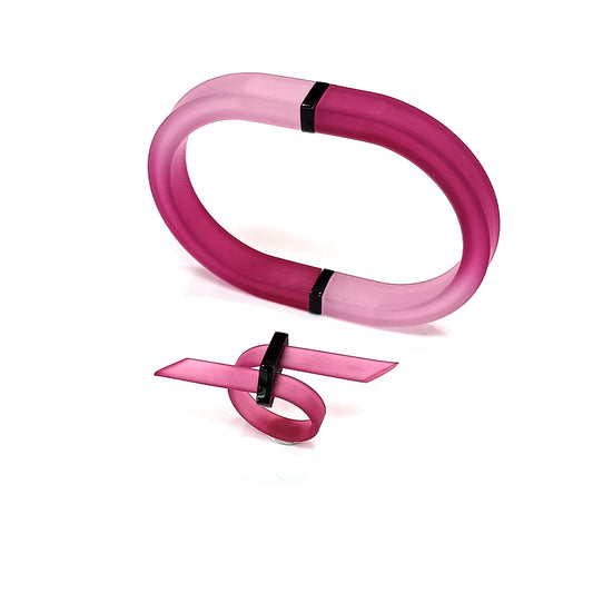 Set of KAYLEE bracelet & SANAGA ring Fuchsia Candy