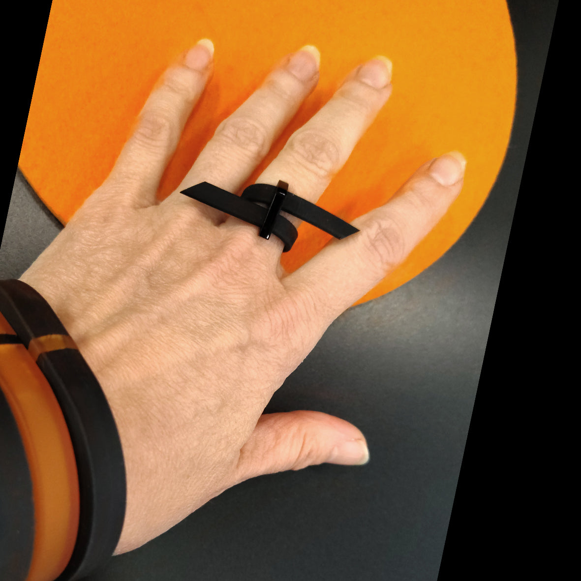 RORY+SANAGA lot de bracelet + bague Orange Noir