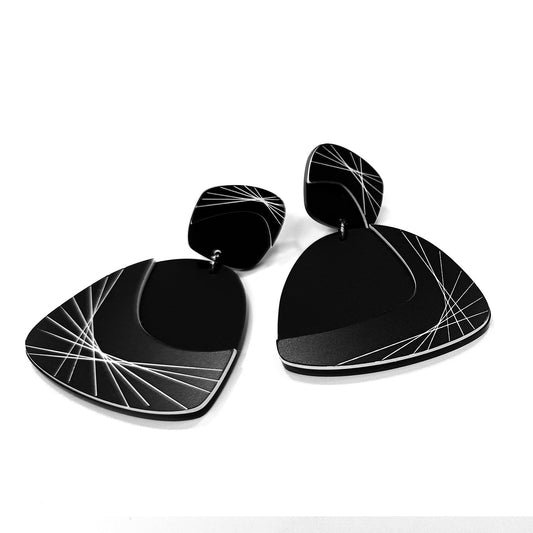 SOLVEIG post & drop earrings Black