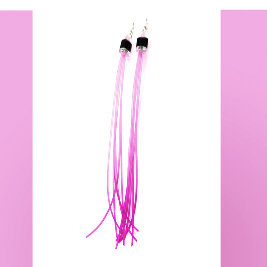 STROMBOLI long tassel earrings Pink Fuschia