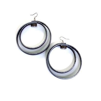 TIAA rubber hoop earrings Antic Silver