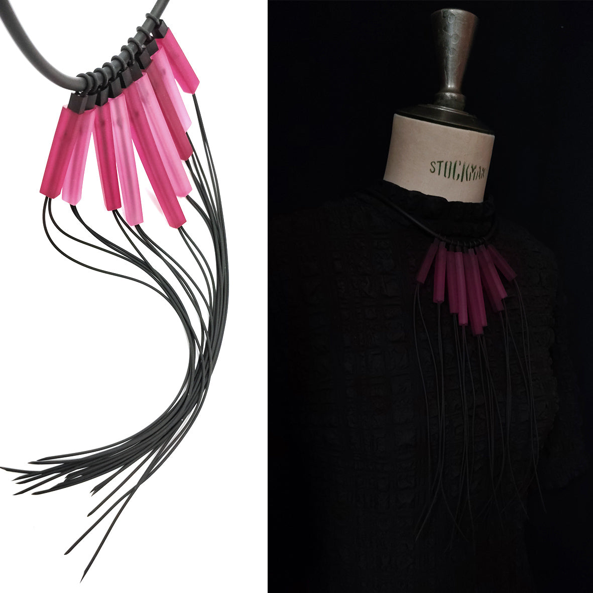 WANAKA collier & SANAGA bague + KAYLEE bracelet - offert / LOT Fuchsia