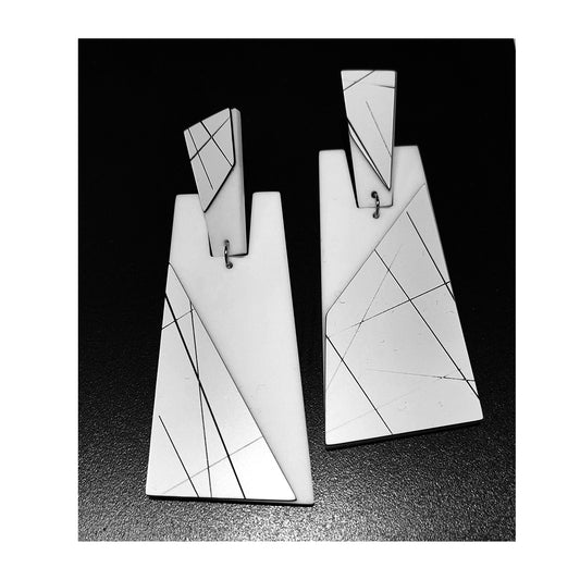 ANGELA post & drop earrings White