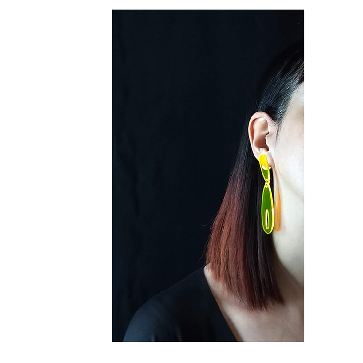 Amadea post & drop earrings Neon Yellow