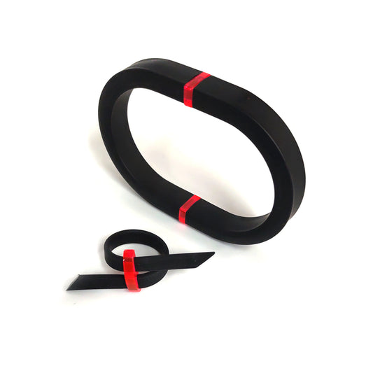 Parure bracelet DELTA + bague EPHEZE Noir + Rouge Fluo