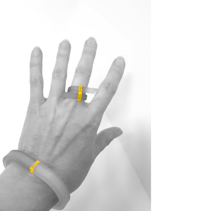 Set DELTA bracelet + EPHEZE ring Grey + Neon Yellow