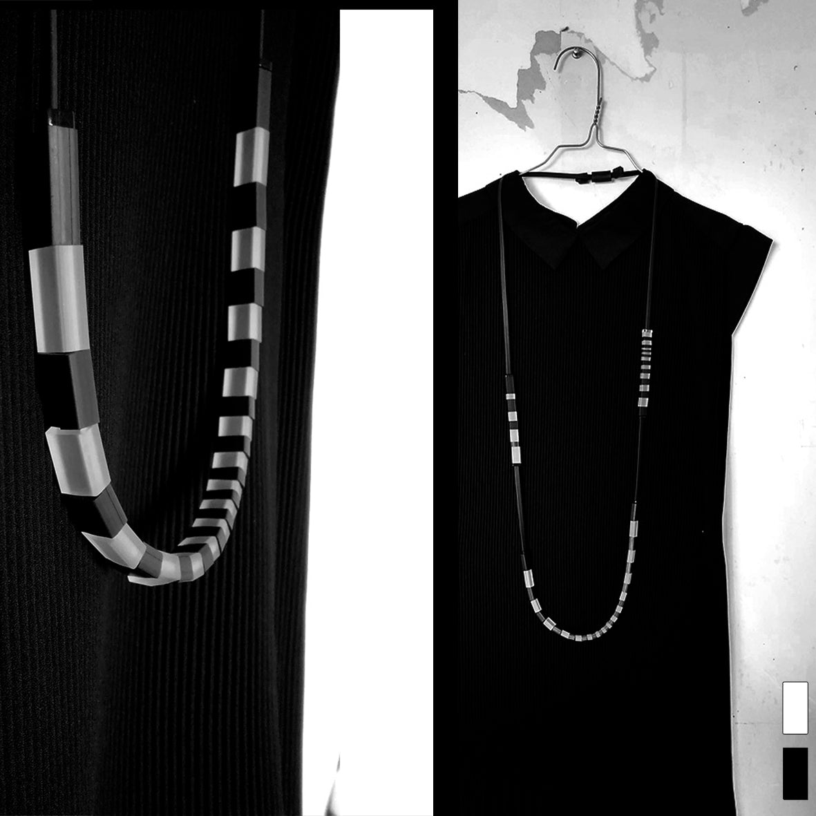 DOMINO long necklace Black & White