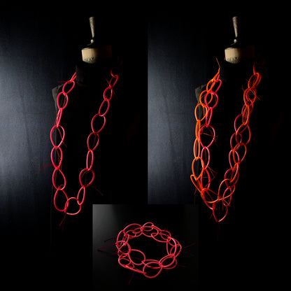 Collier long "chaine" KAMPALA Rose Fluo