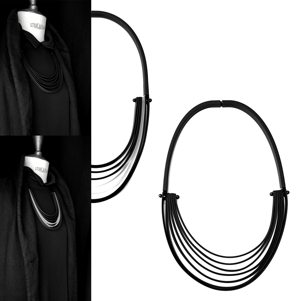 LYLYA multi layer rubber necklace Black & White