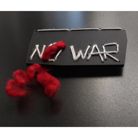 NO WAR embroidered acrylic brooch Charcoal Black