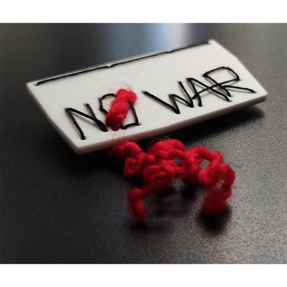 NO WAR embroidered acrylic brooch White