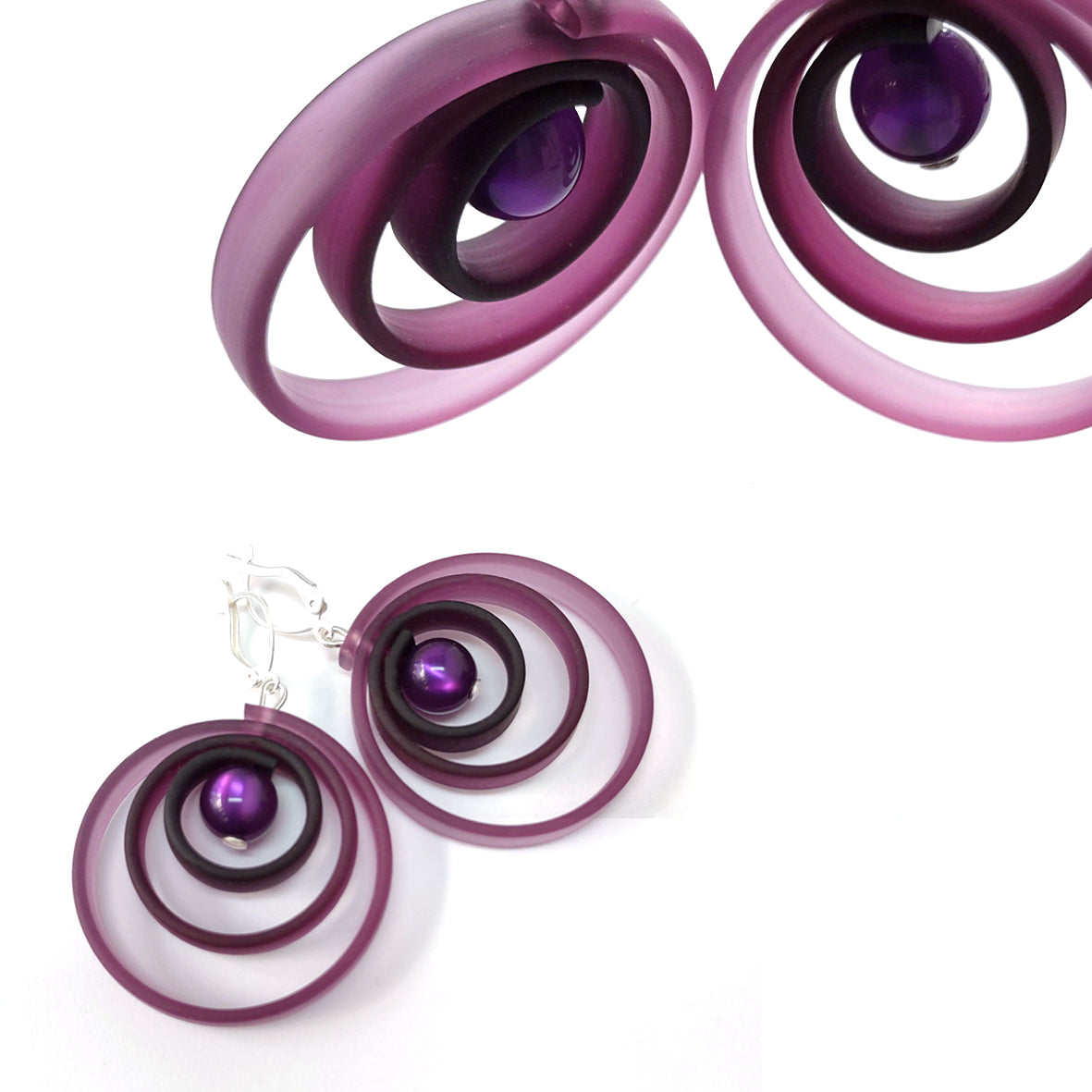 ORCHIDEE boucles d'oreilles "spirale" Améthyste Orchidée