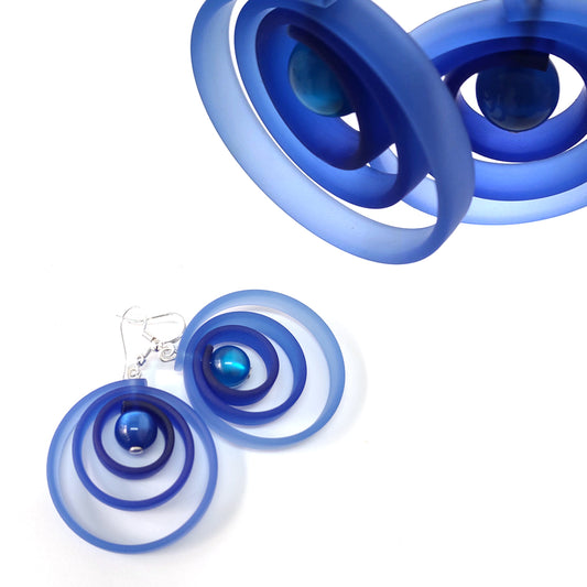 ORCHIDEE boucles d'oreilles "spirale" Bleu Ciel