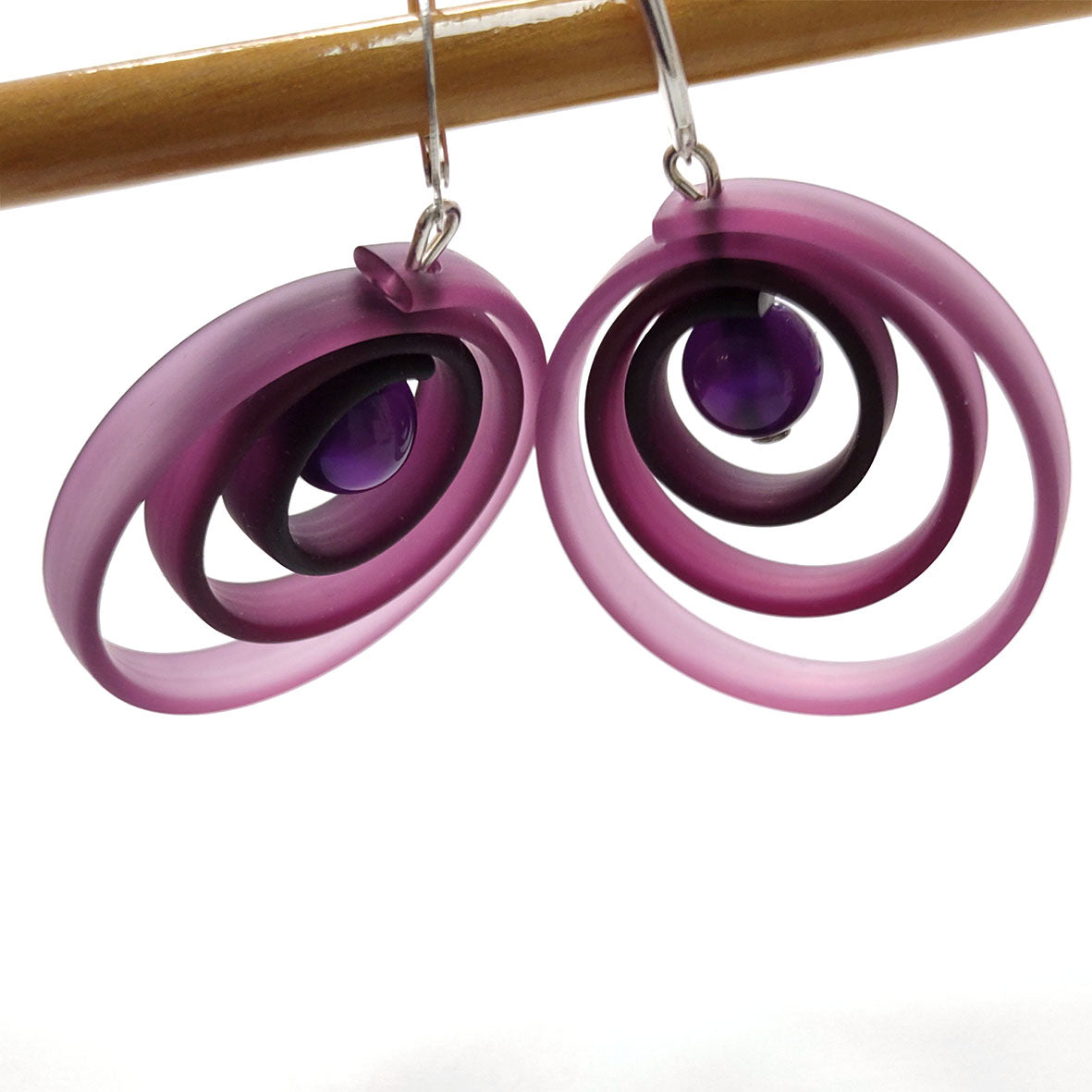 ORCHIDEE boucles d'oreilles "spirale" Améthyste Orchidée