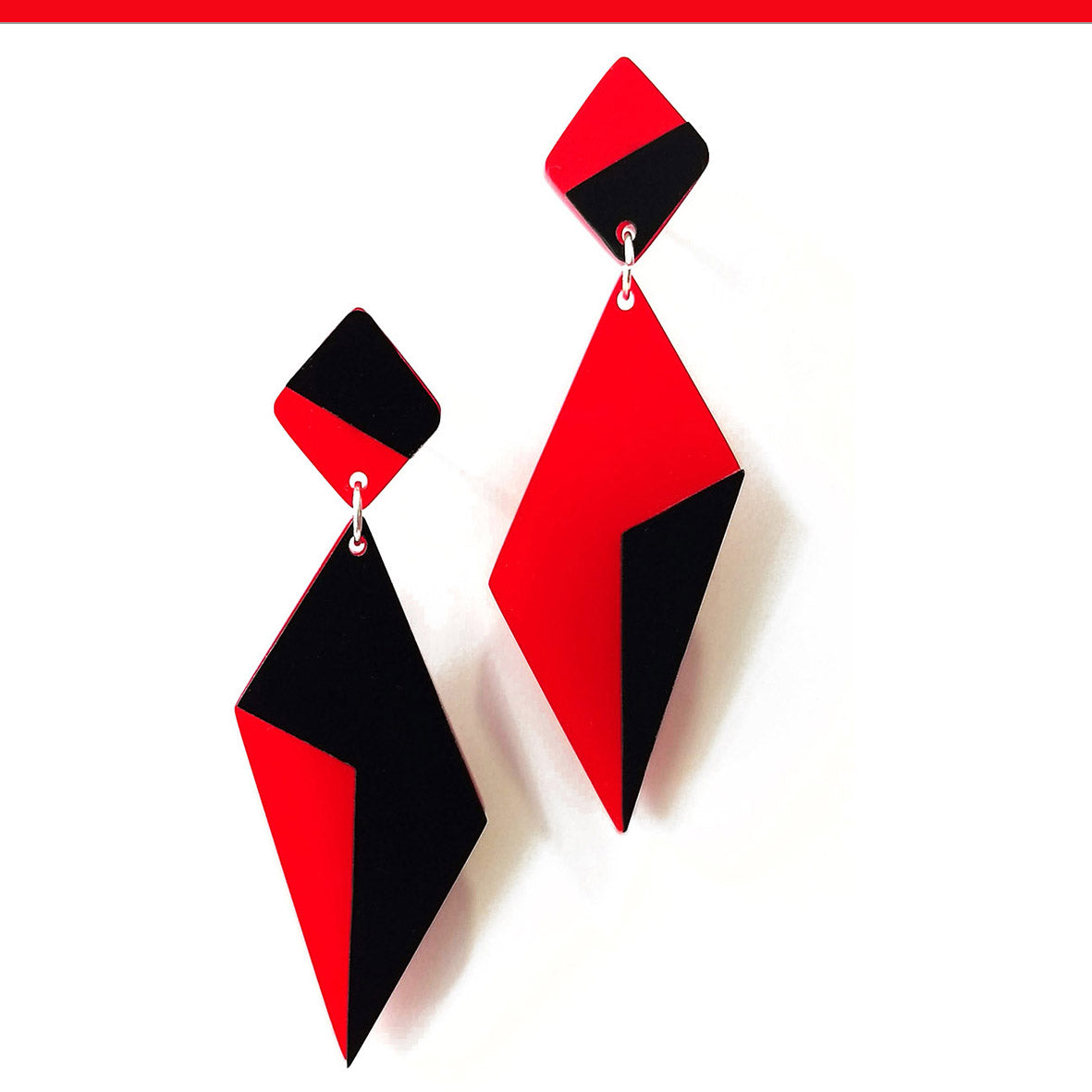 Boucles d'oreilles articulées Plexiglas Rouge AUDREY