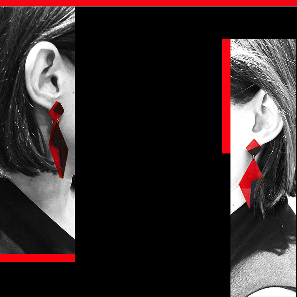 Boucles d'oreilles articulées Plexiglas Rouge AUDREY